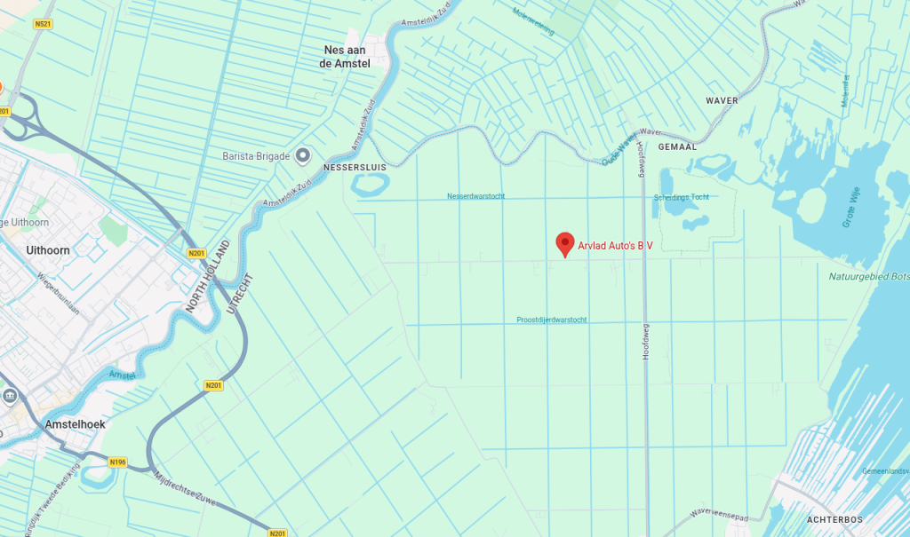 Kaart: ARVLAD Auto´s, ARVLAD B.V. Botsholsedwarsweg 4, 3646 AK Waverveen